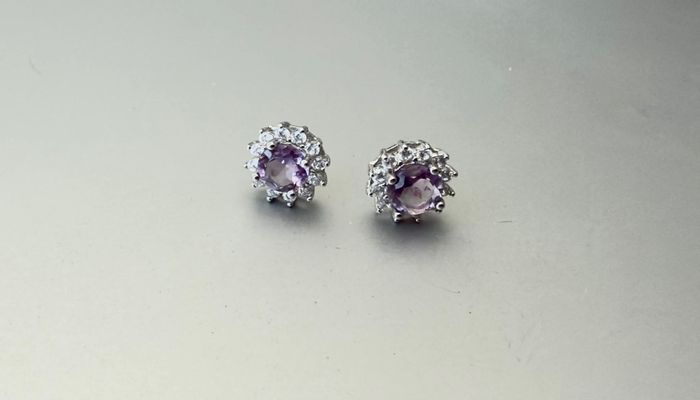 Аметист, мөнгөн ээмэг