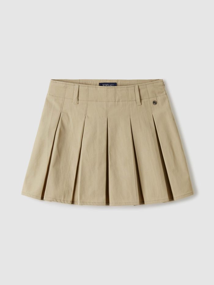 Cotton Pleats Mini Skirt