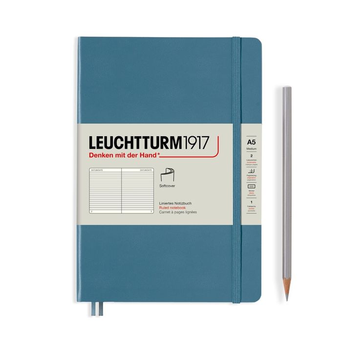 Stone Blue, Softcover, Medium (A5), 123 pages, ruled
