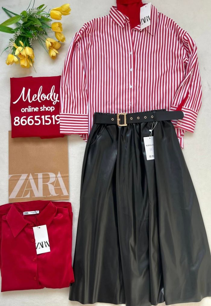 Zara red stripped shirt 