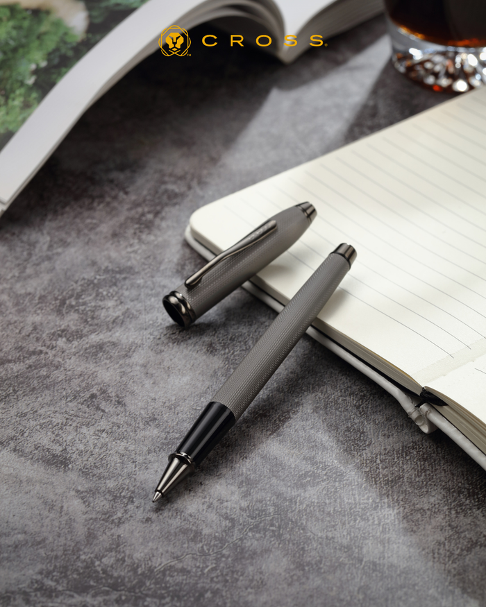 Townsend® Polished Slate Gray Engraved Diamond Pattern with Slate Gray PVD Appointments Selectip® Rollerball Pen
