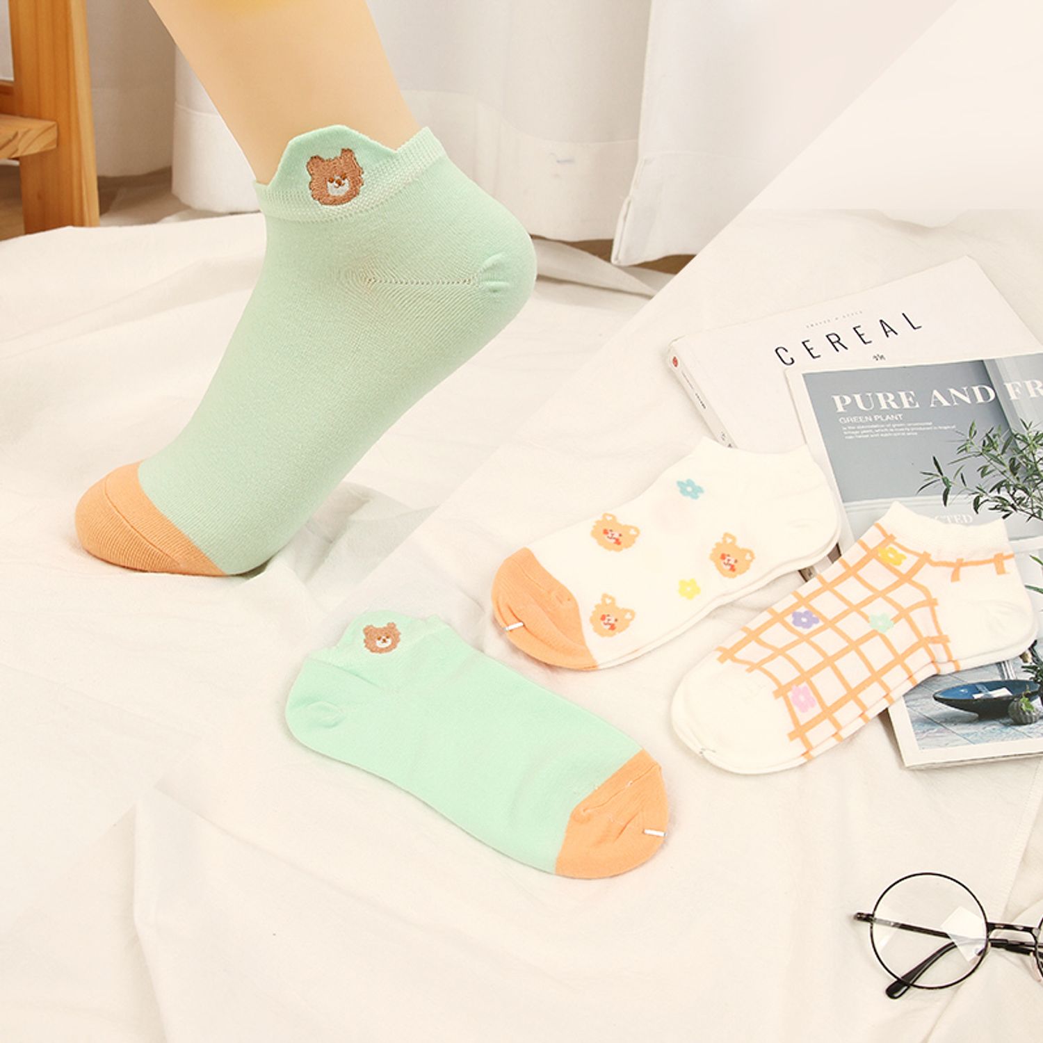 Bear Team Socks for Ladies(2 Pairs/Set)