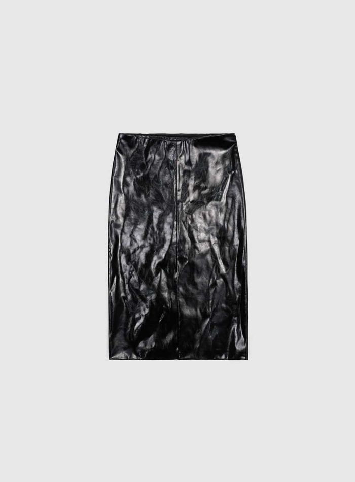 Jimmy Leather Midi Skirt - Black