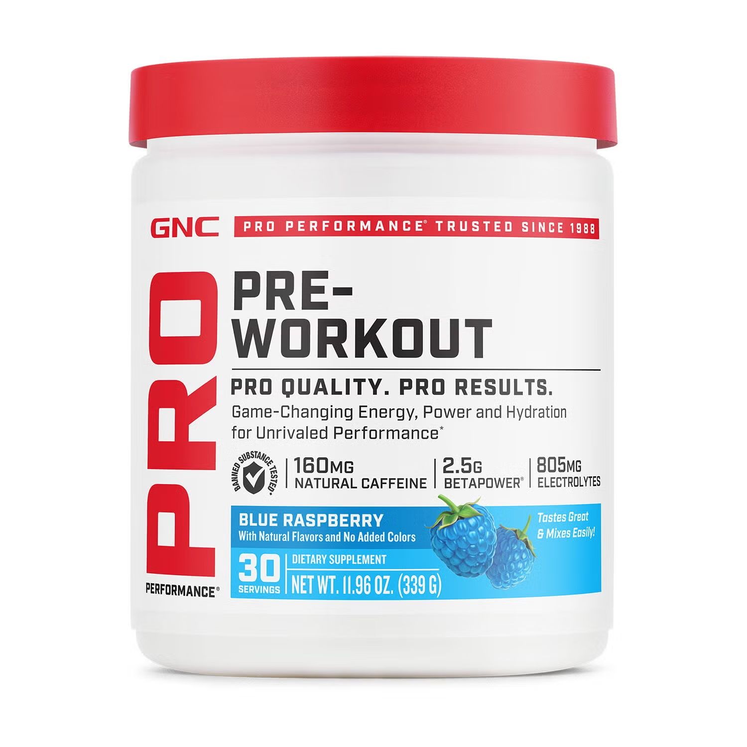 GNC Pro Performance® Pre-Workout - Blue Raspberry (30 Servings)