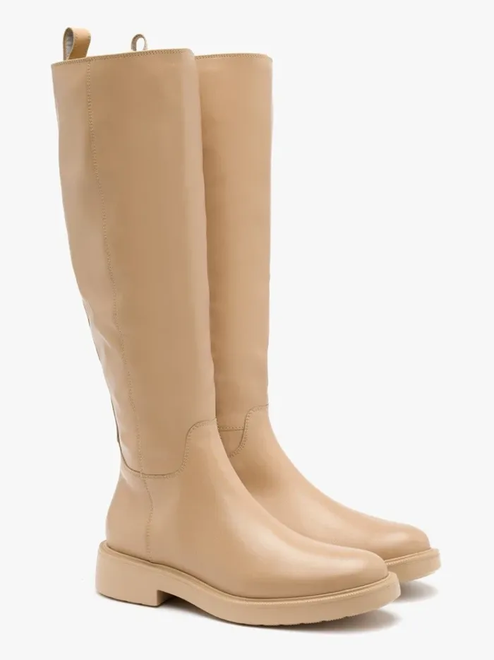 Beige knee boots