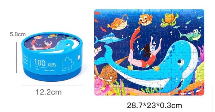 100ш модон пазль Дугуй хайрцагтай 