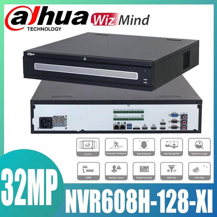 NVR608H-128-XI is an enterprise-level, 128-channel WizMind NVR with advanced AI features, designed for robust IP video surveillance systems