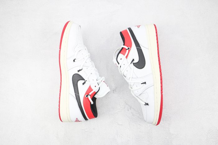 Off-White x Air Jordan 1 Low White Black University Red Shoes
