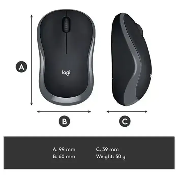 Logitech M186 Wireless Mouse - Black/Grey