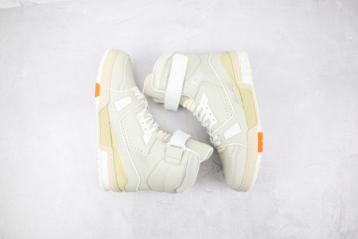 LOUIS VUITTON Trainer sneakers Leather High cut White 