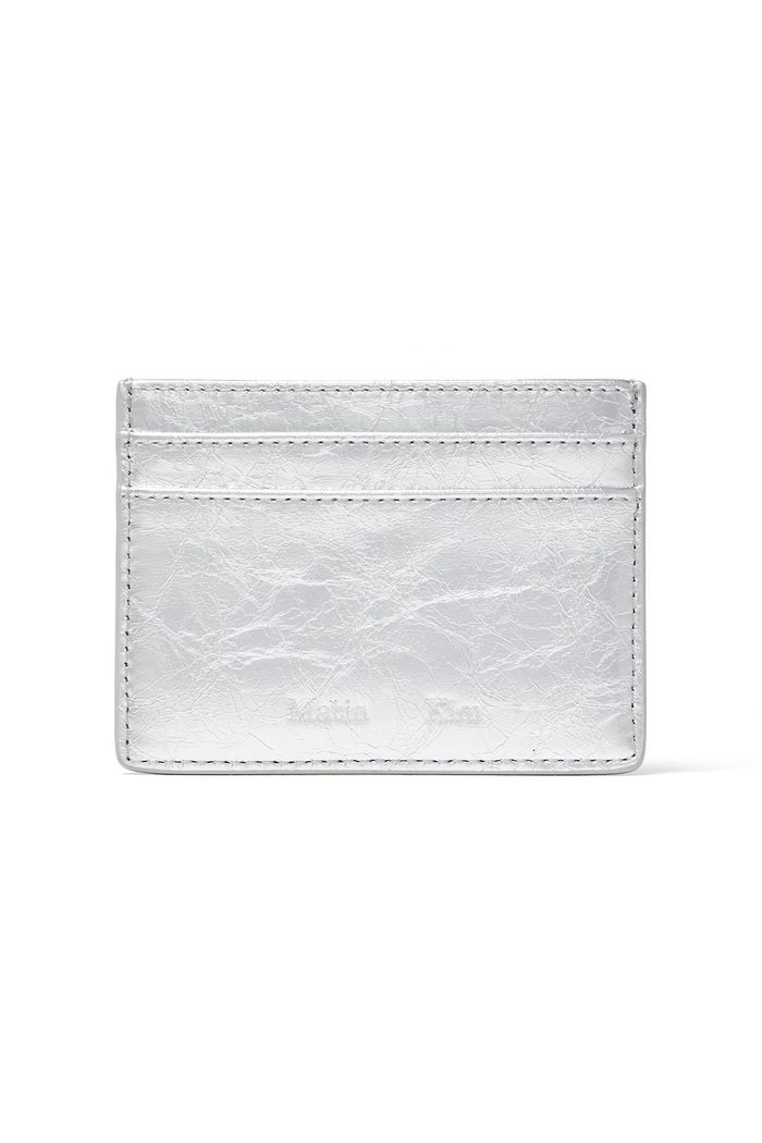HEART WAVE ENAMEL CARD WALLET IN SILVER