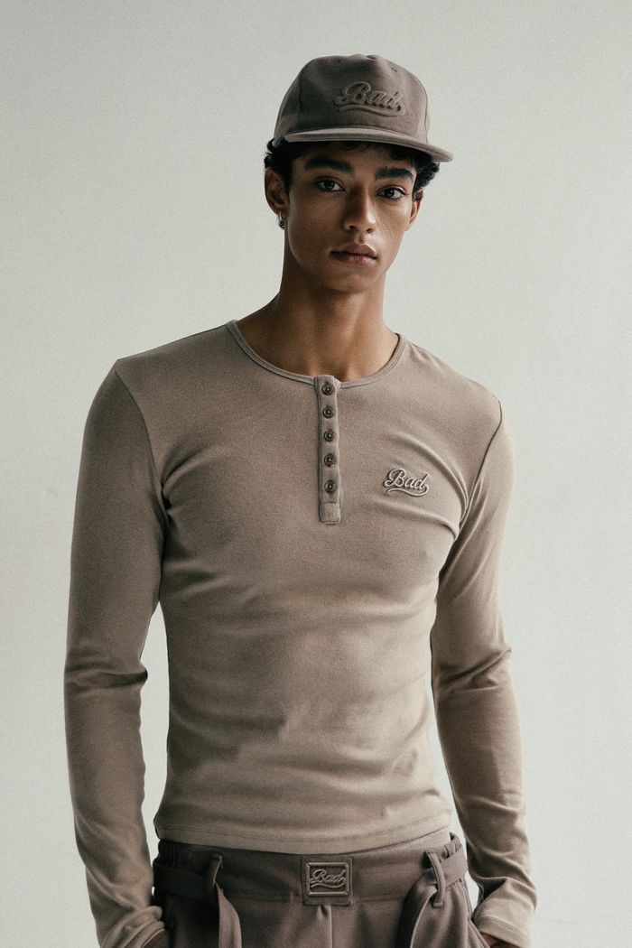 Beyond Soft Henley Neck Long Sleeve - Tobacco