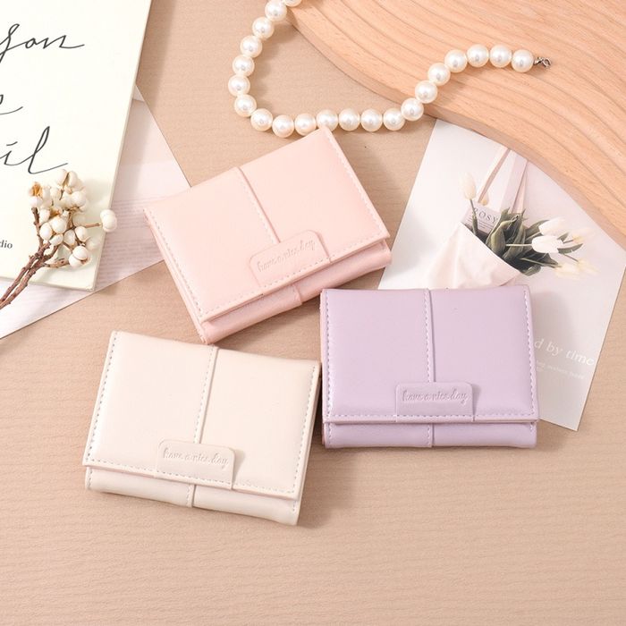 Trendy Cream Glossy Folding Women's Purse