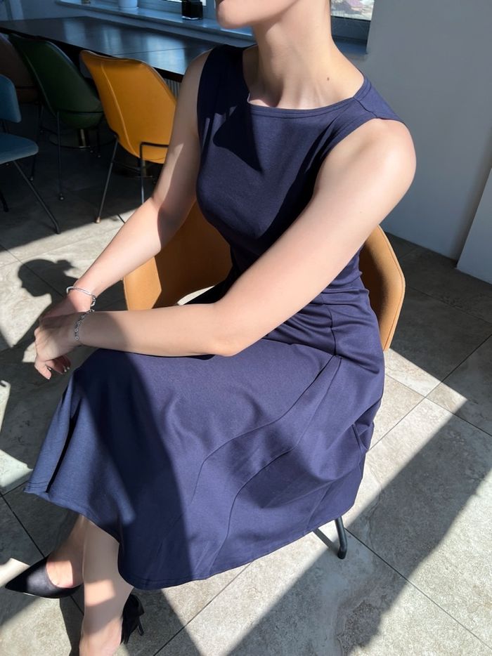 Boat neck dress /хөх/