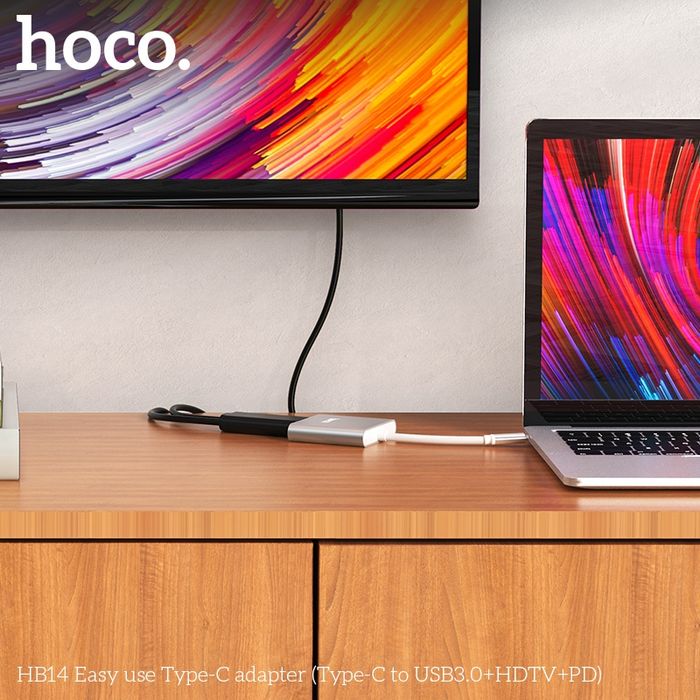 Hoco HB14 адаптор Type-C to USB3.0+HDTV+PD)