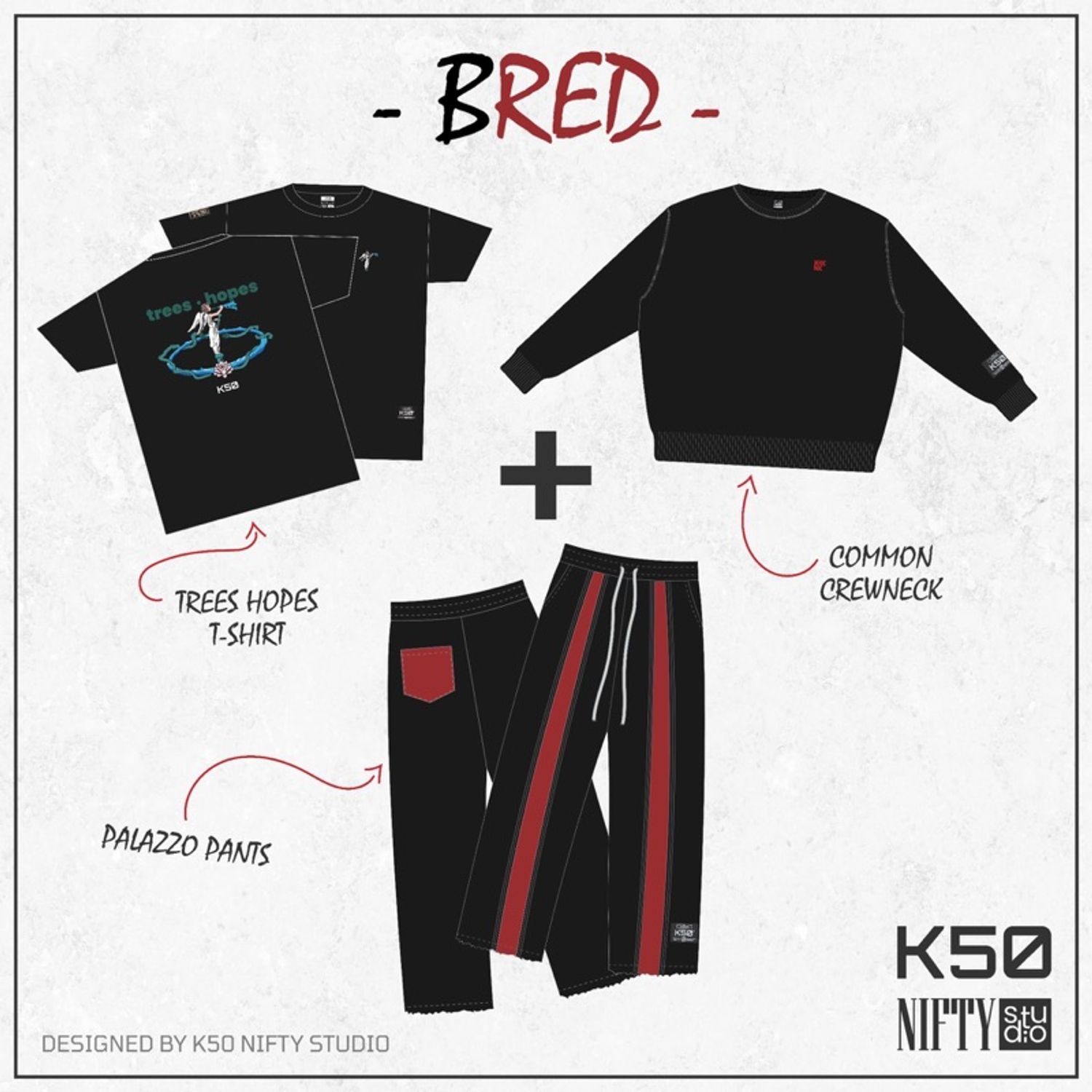 Bred Set | Crewneck+ Pant + Polo