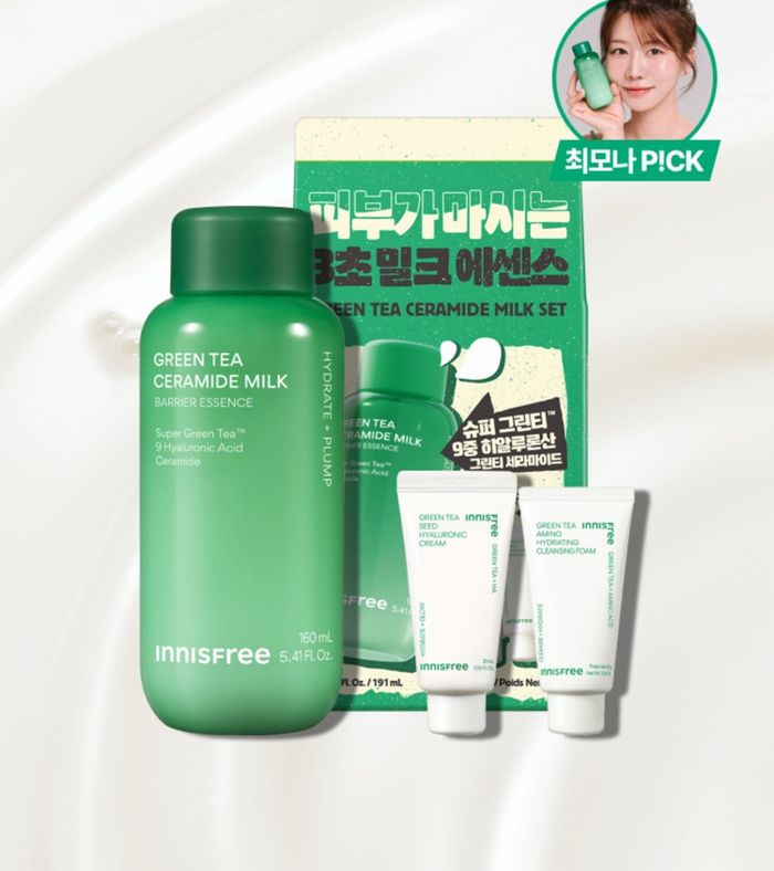 INNISFREE GREEN TEA CERAMIDE MILK BARRIER ESSENCE SET 