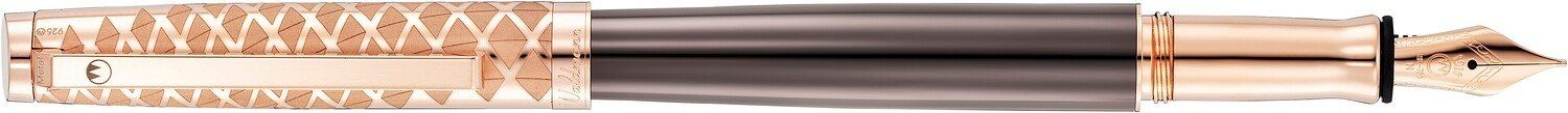 Waldmann Tuscany cap with frosted vela pattern 24ct rose gold plated Fountain Pen 