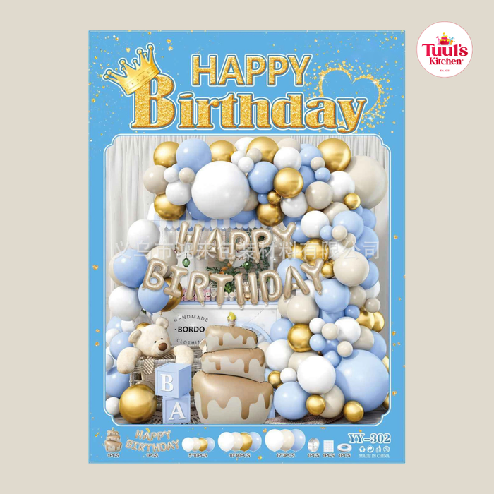 Бор бялуу, цэнхэр цагаан төрсөн өдрийн шаарны сэт