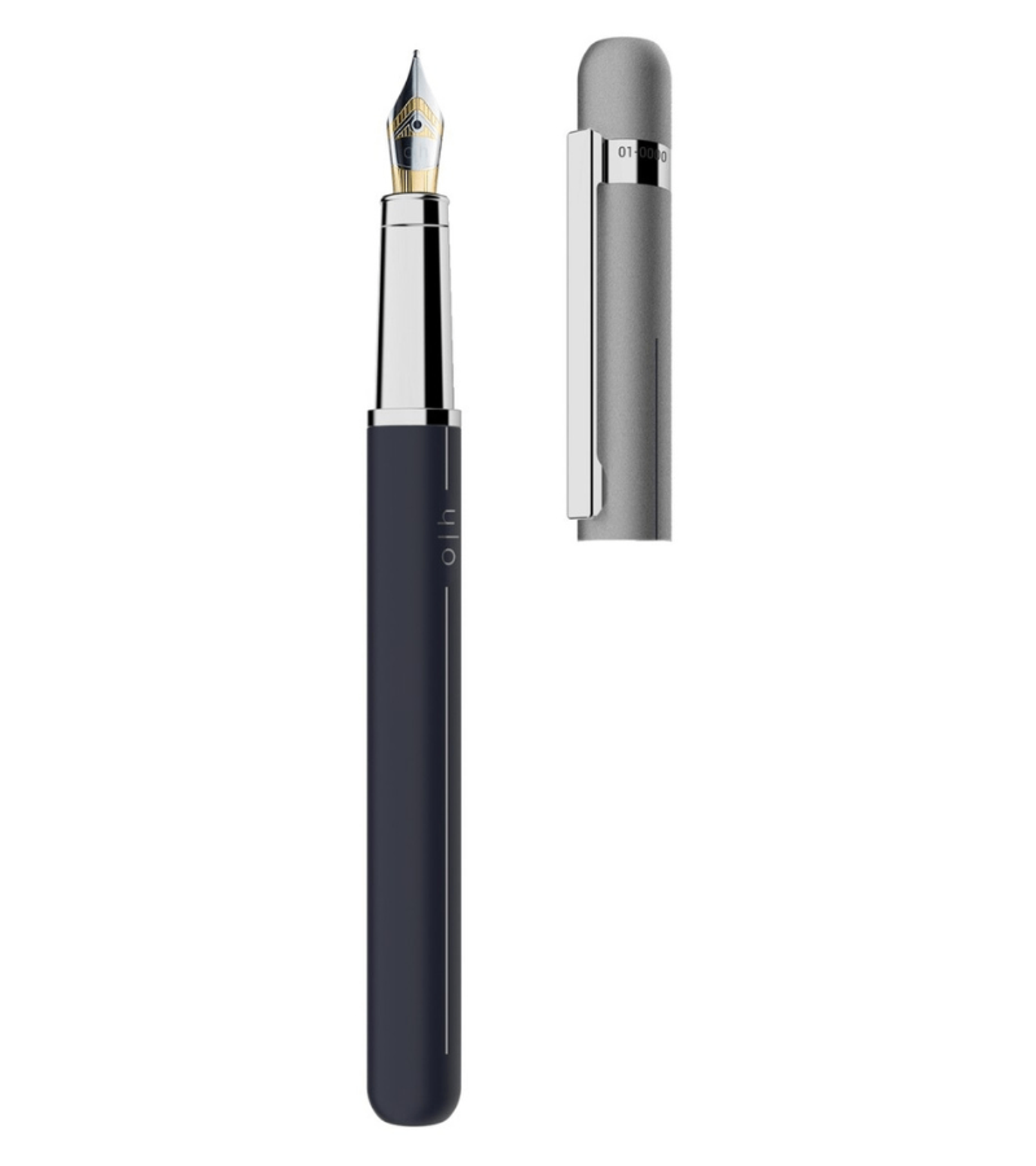 Otto-Hutt Design 03 Fountain Pen - Matt navygrey lacquered/ platinum plated