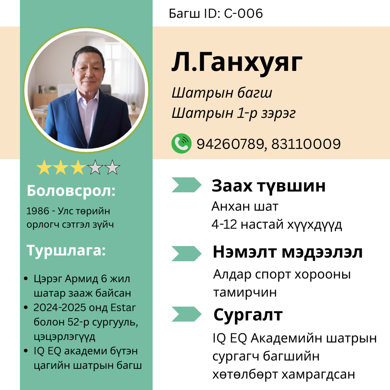 Шатрын багш Л.Ганхуяг