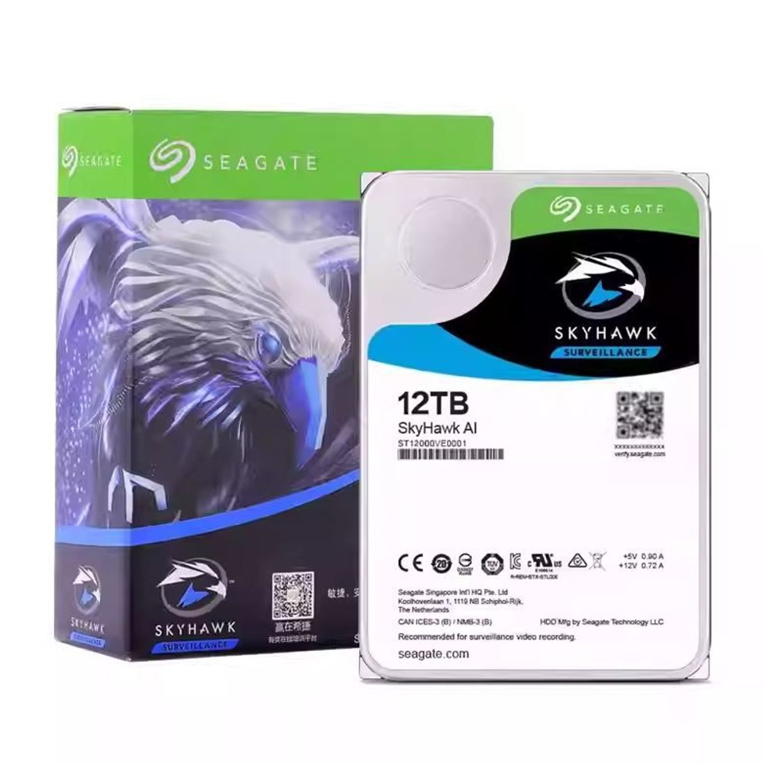 Seagate ST12000VE001 12TB Skyhawk Helium-filled Hard Drive for Monitoring