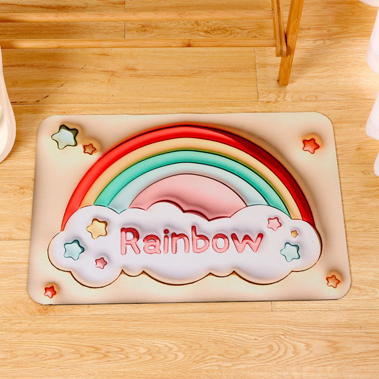 Expansion Element Rainbow Square Fluffy Floor Mat (Yellow)