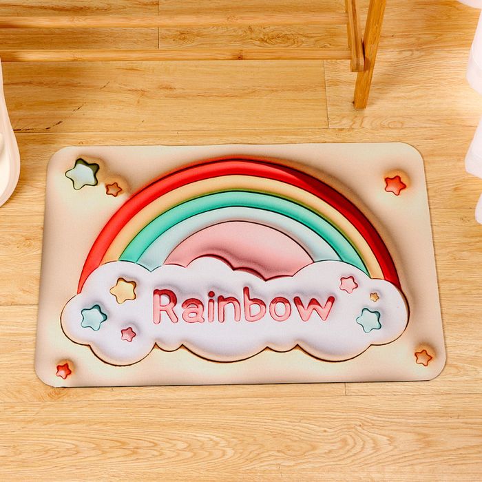 Expansion Element Rainbow Square Fluffy Floor Mat (Yellow)