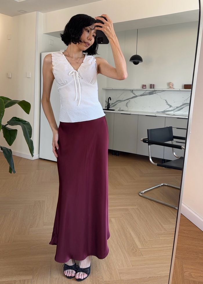 Burgundy Satin Skirt