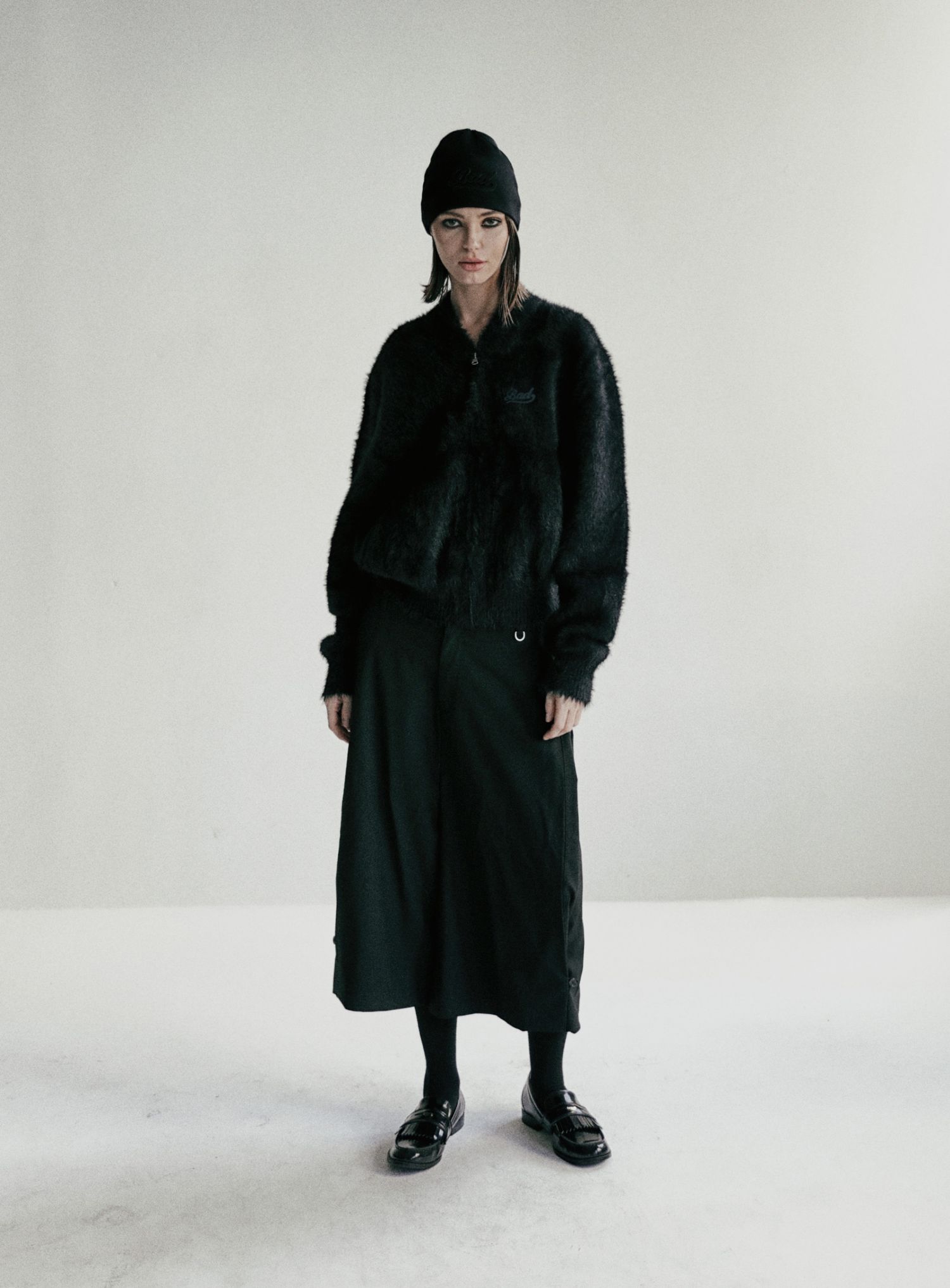 BS Mohair Zip Up Jacket - Black