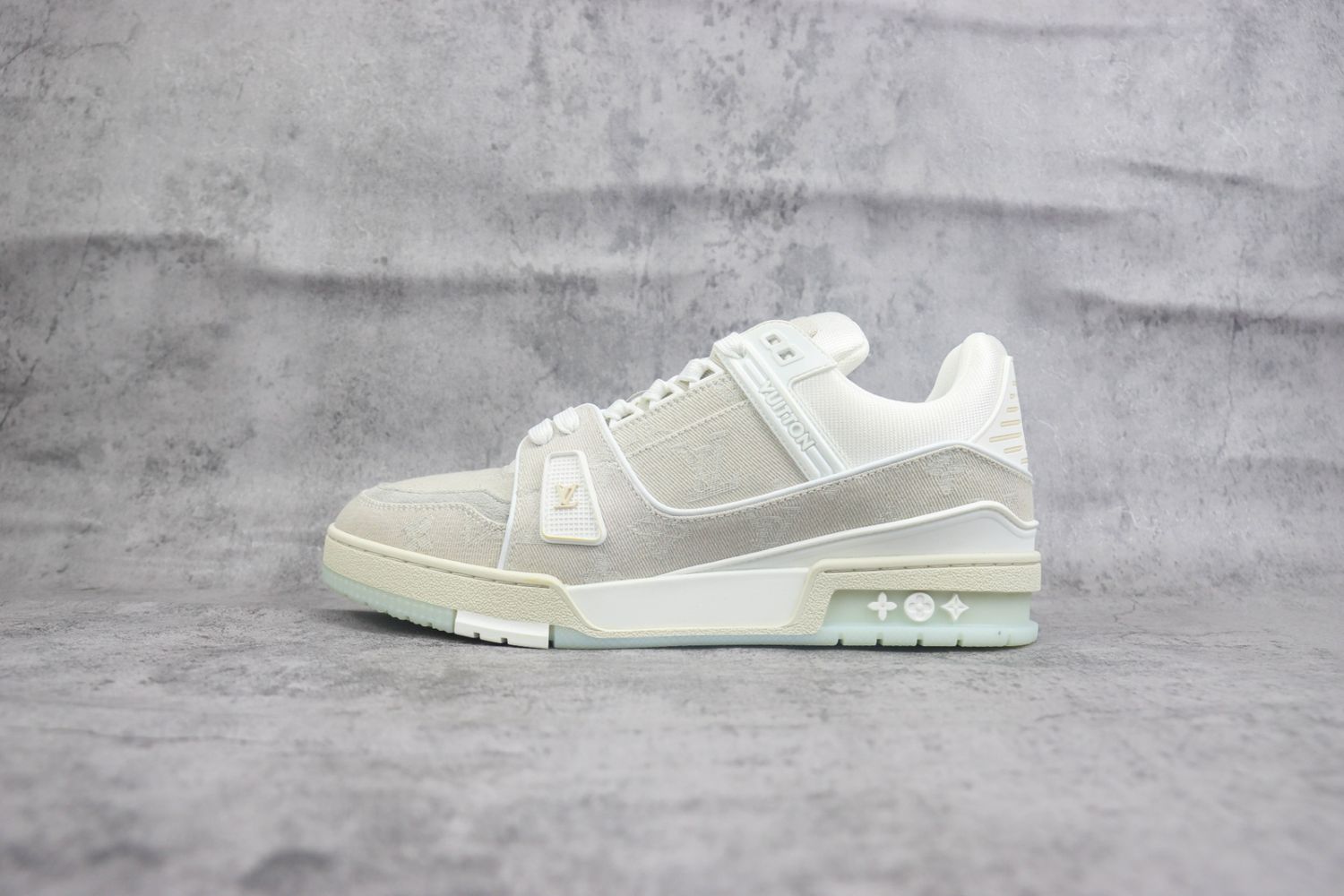 Louis Vuitton LV Trainer Beige White Monogram Denim