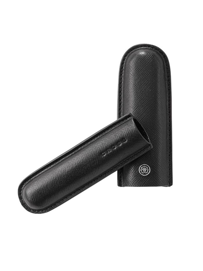 Classic Black Leather Cigar Style Single Pen Case Gift Bundle