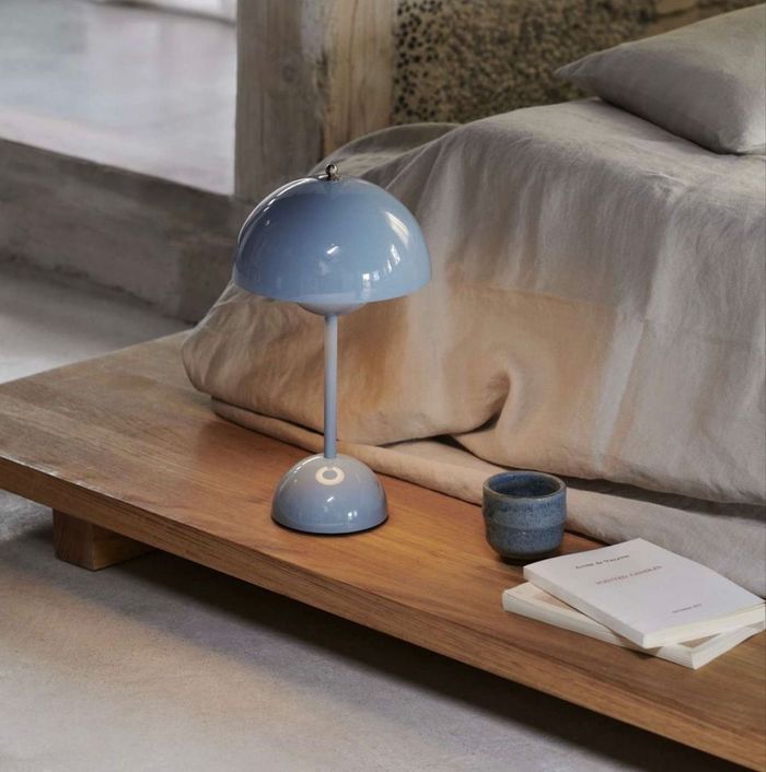 Pastel blue mushroom lamp