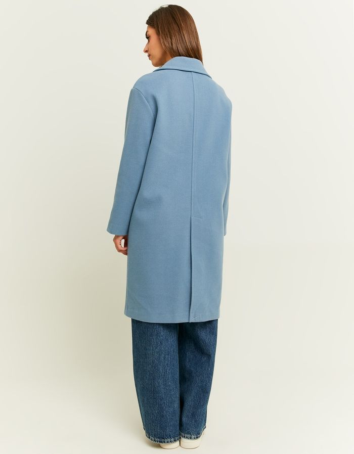 Blue fake whool long Coat