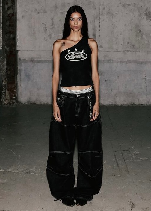 ●BADBLOOD● Ryan Patch One Shoulder Tank Ryan Patch One Shoulder Tank - Washed Black