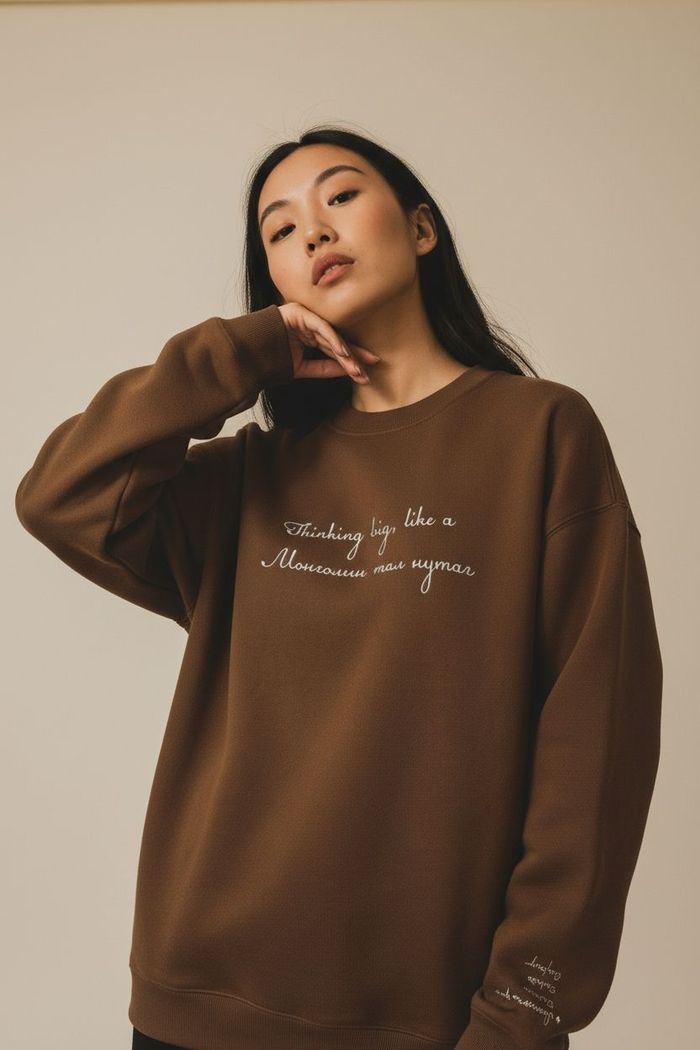 Тухтай дулаан  𝐅𝐥𝐞𝐞𝐜𝐞 𝐒𝐰𝐞𝐚𝐭𝐬𝐡𝐢𝐫𝐭 - Chocolate (chest & sleeve embroidery)
