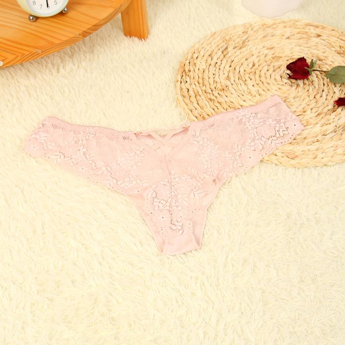 Lace Pierced Sexy Briefs for Ladies(Pink)(M)