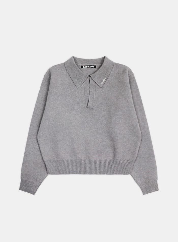 Heavy Weight Polo Pullover - Grey