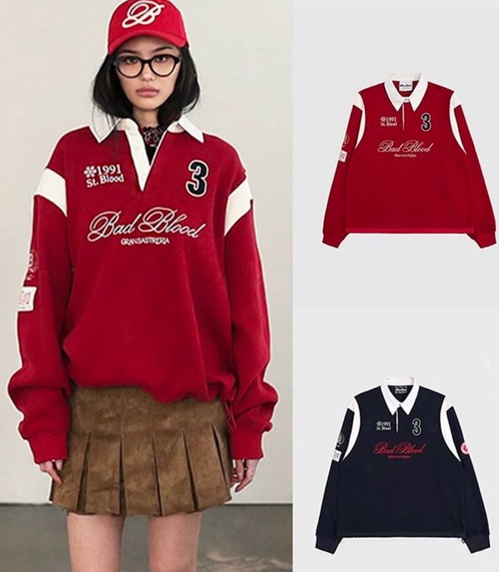 BADBLOOD RETRO POLO SWEATER (улаан өнгө)