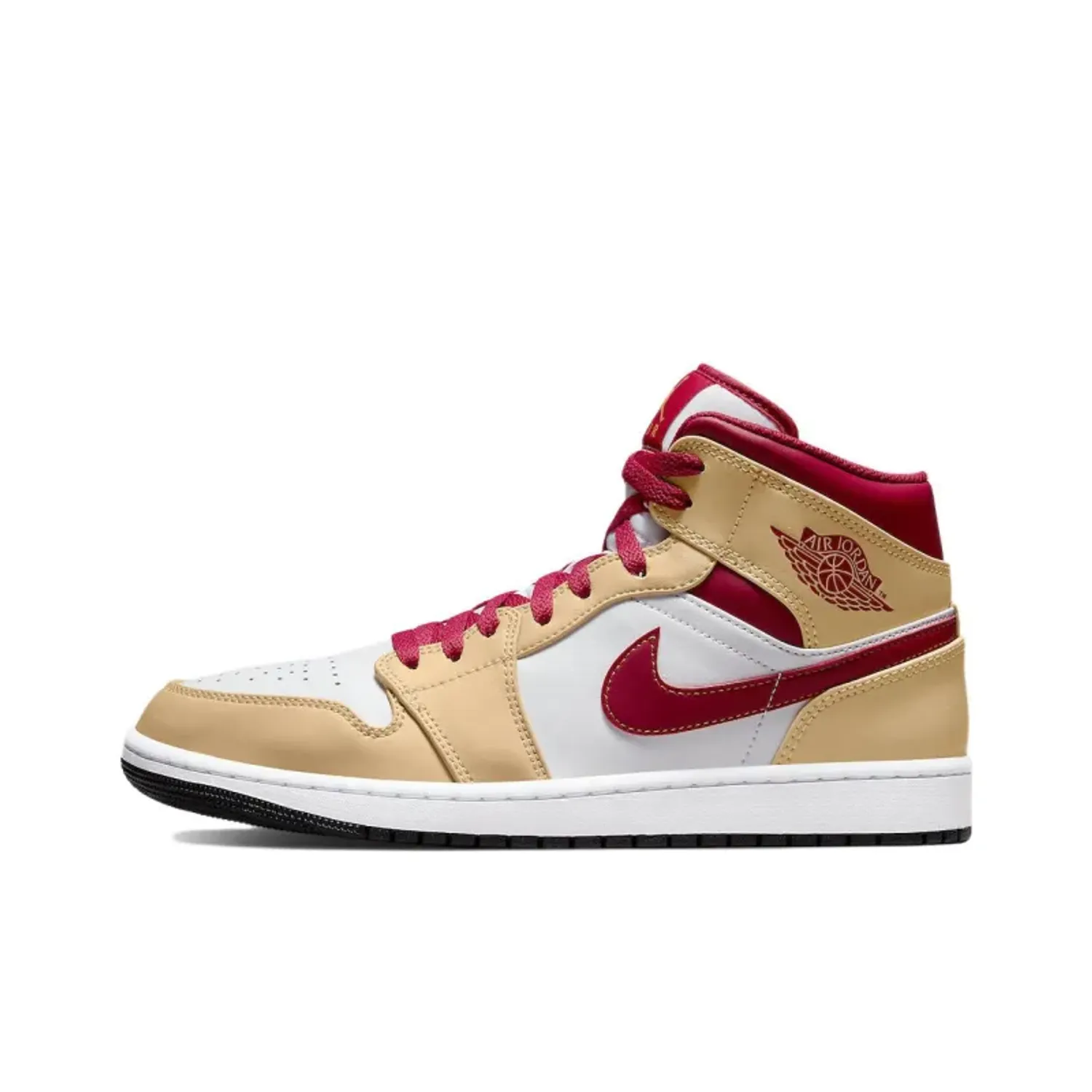 Jordan 1 Mid Light Curry Cardinal