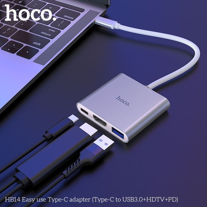 Hoco HB14 адаптор Type-C to USB3.0+HDTV+PD)