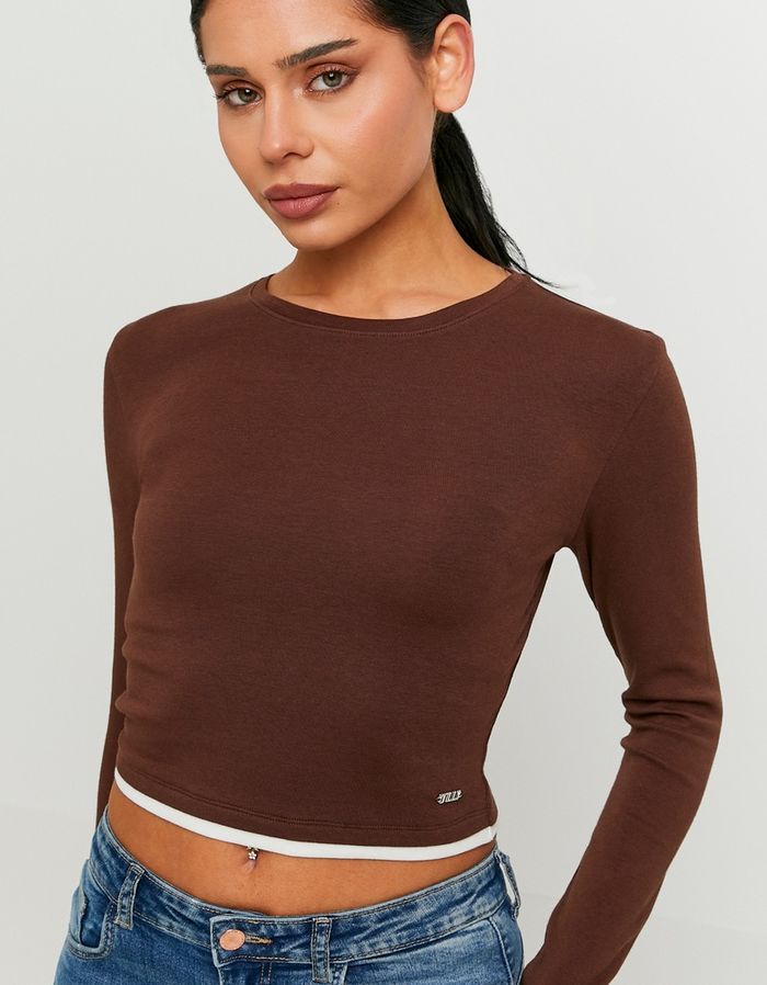Basic Brown T‑shirt with Long Sleeves