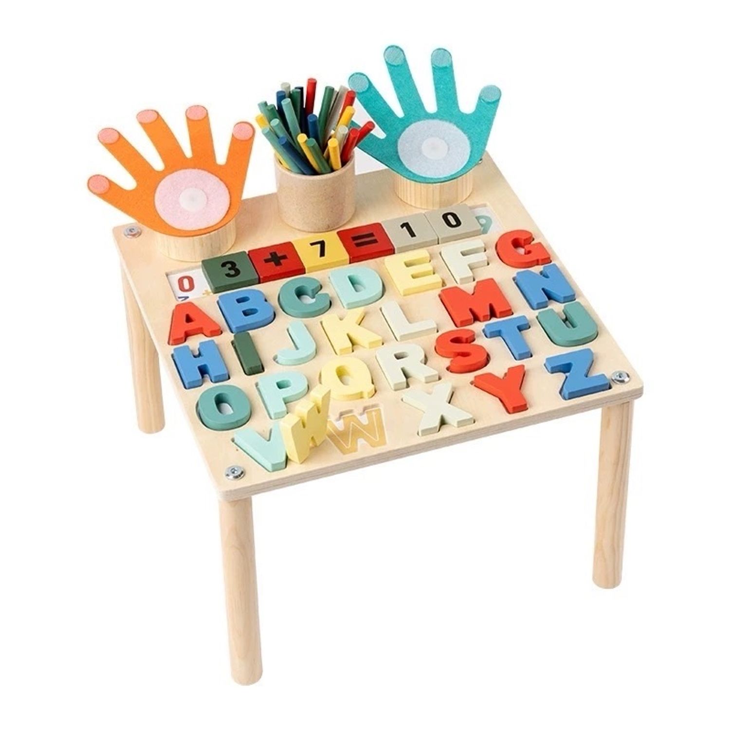 Alphabet & Math Puzzle Learning toy - Модон сургалтын ширээ тоо, үсэг 