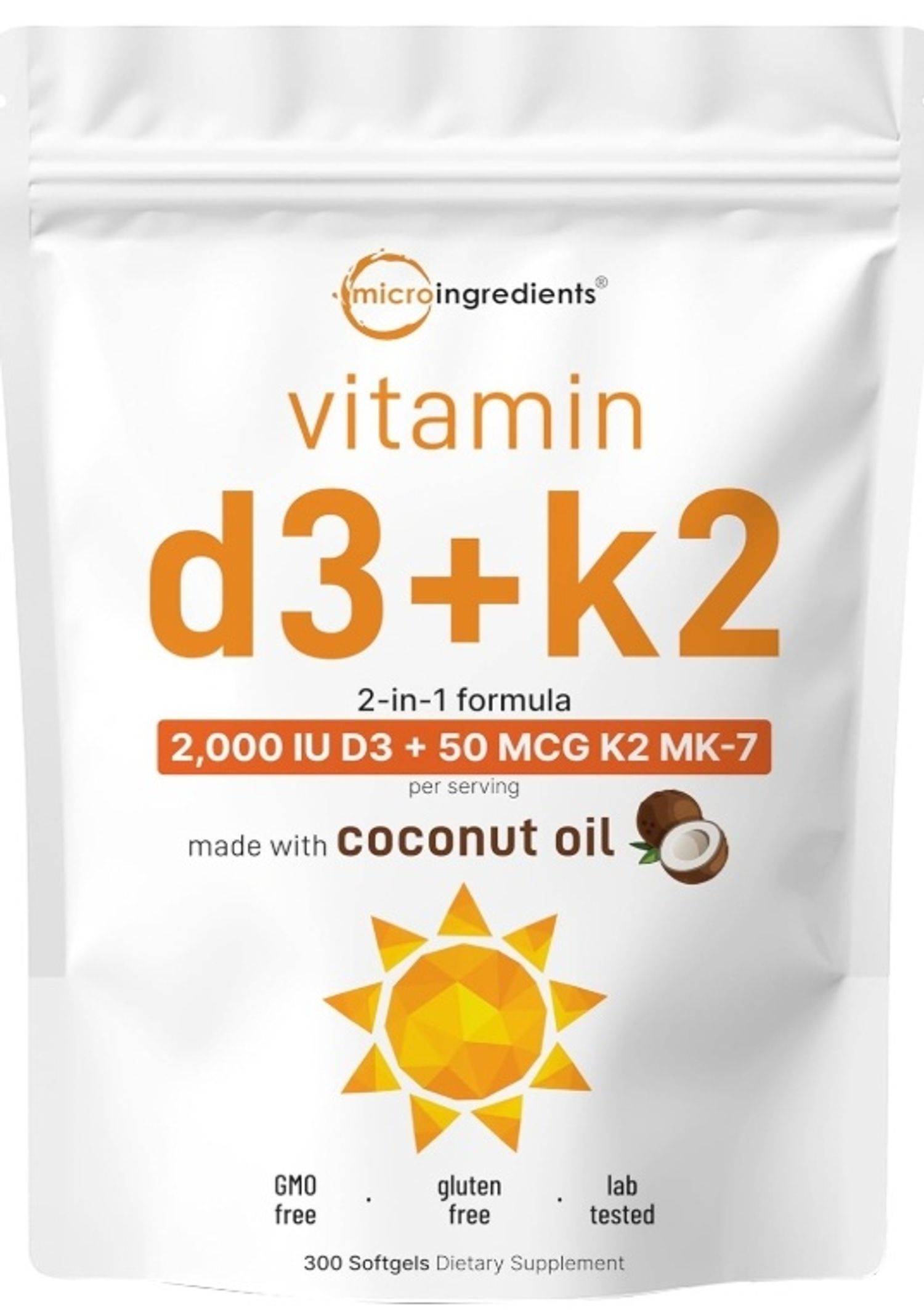 Vitamin D3 + K2 (MK-7) – 2,000 IU / 50 mcg