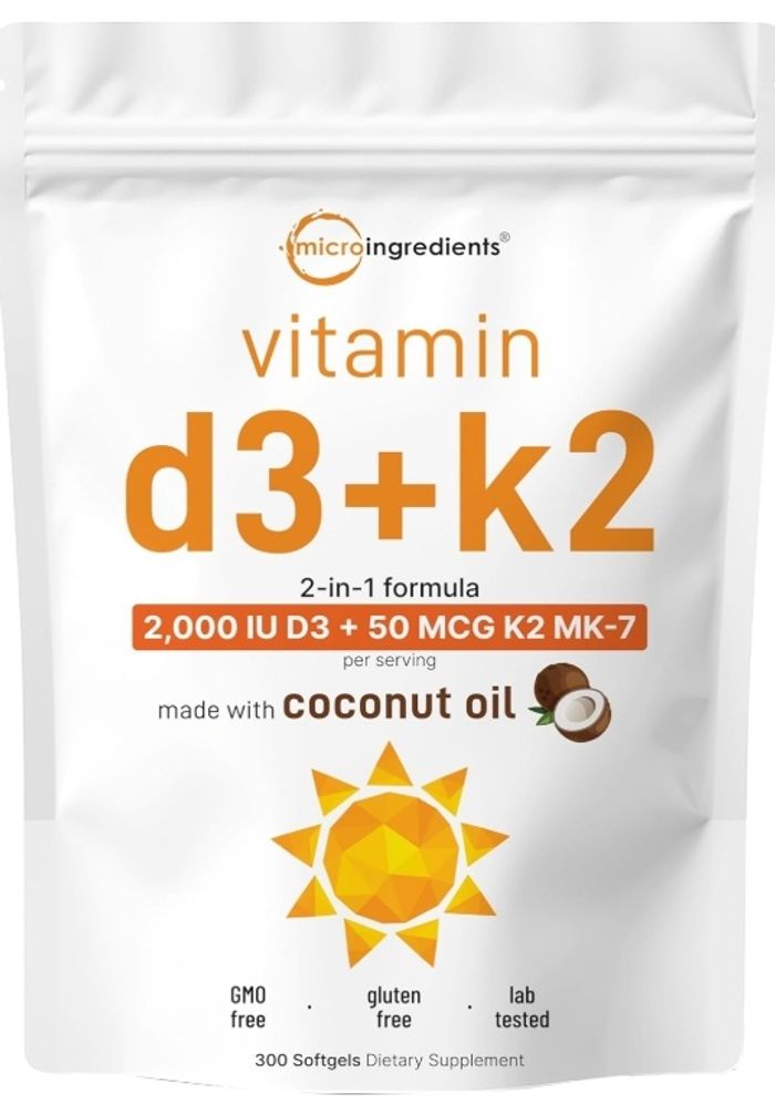 Vitamin D3 + K2 (MK-7) – 2,000 IU / 50 mcg