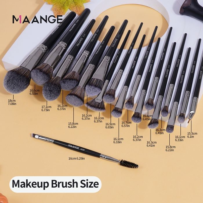 18pcs makeup brush set- black handle gun color tube