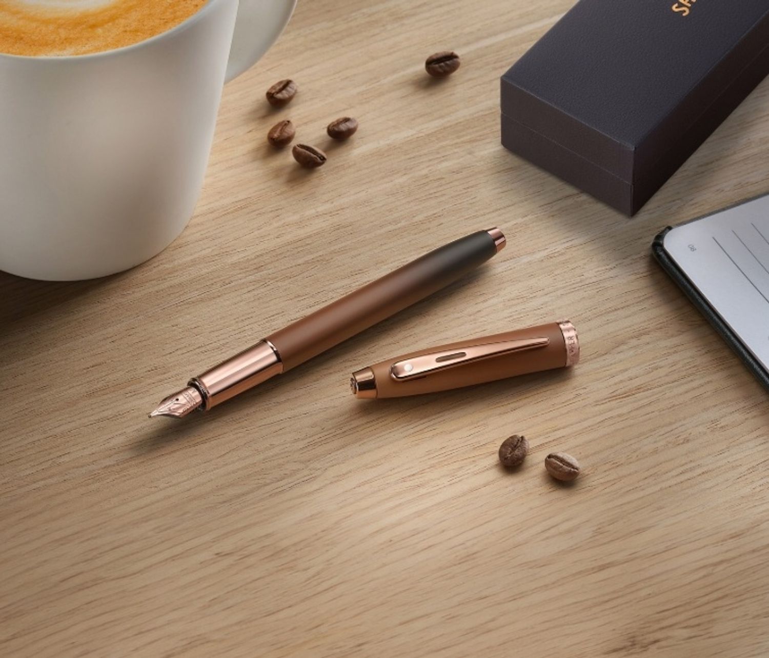 Sheaffer® 100 9374 Coffee Edition Matt Brown Fountain Pen with Regal Brown PVD Trims-F