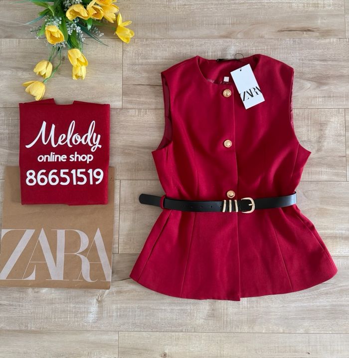 zara belted vest(ulaan)