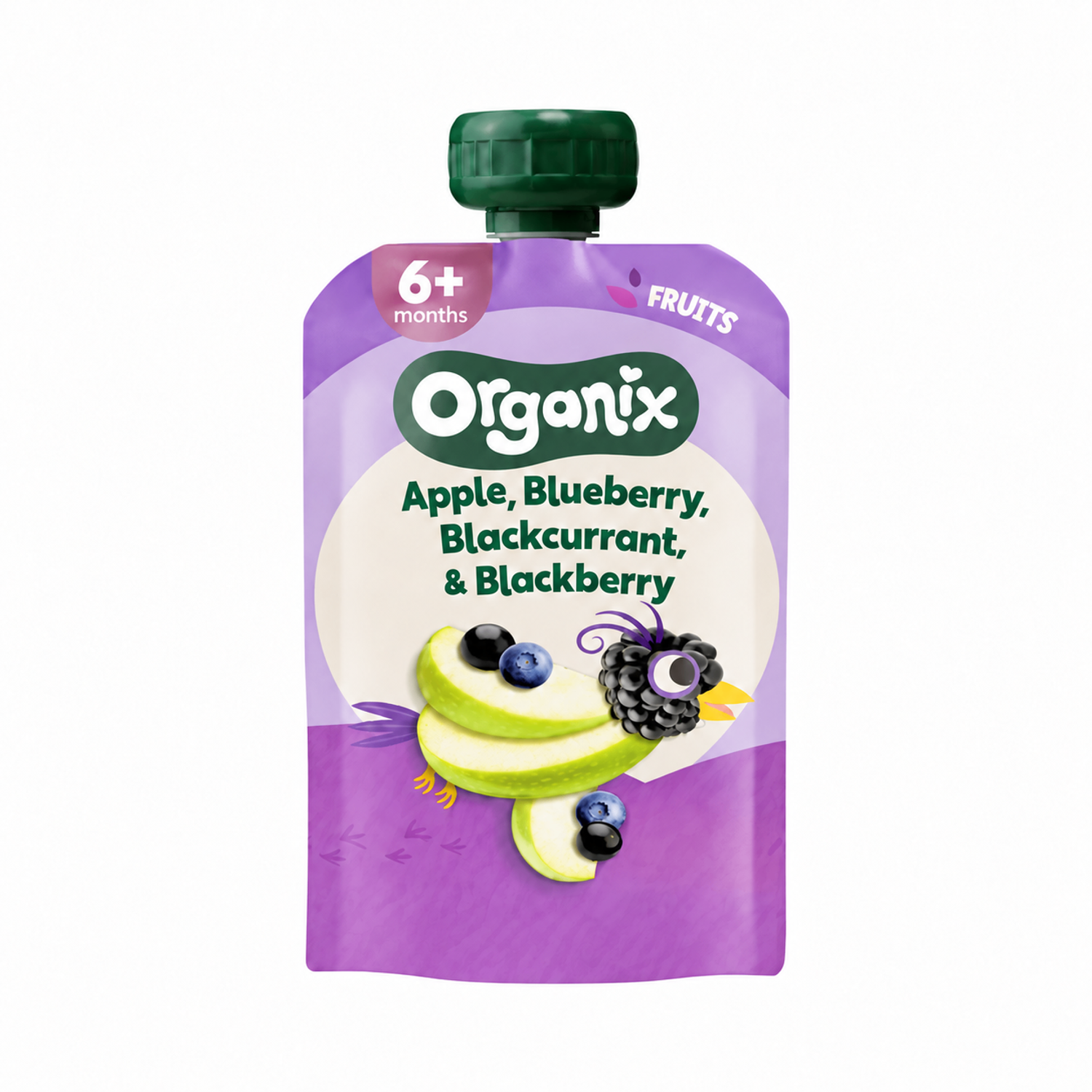 Apple, Blueberry, Blackcurrant, & Blackberry pouch / Алим, нэрс, үхрийн нүд, бөөрөлзгөнөтэй нухаш 100 гр
