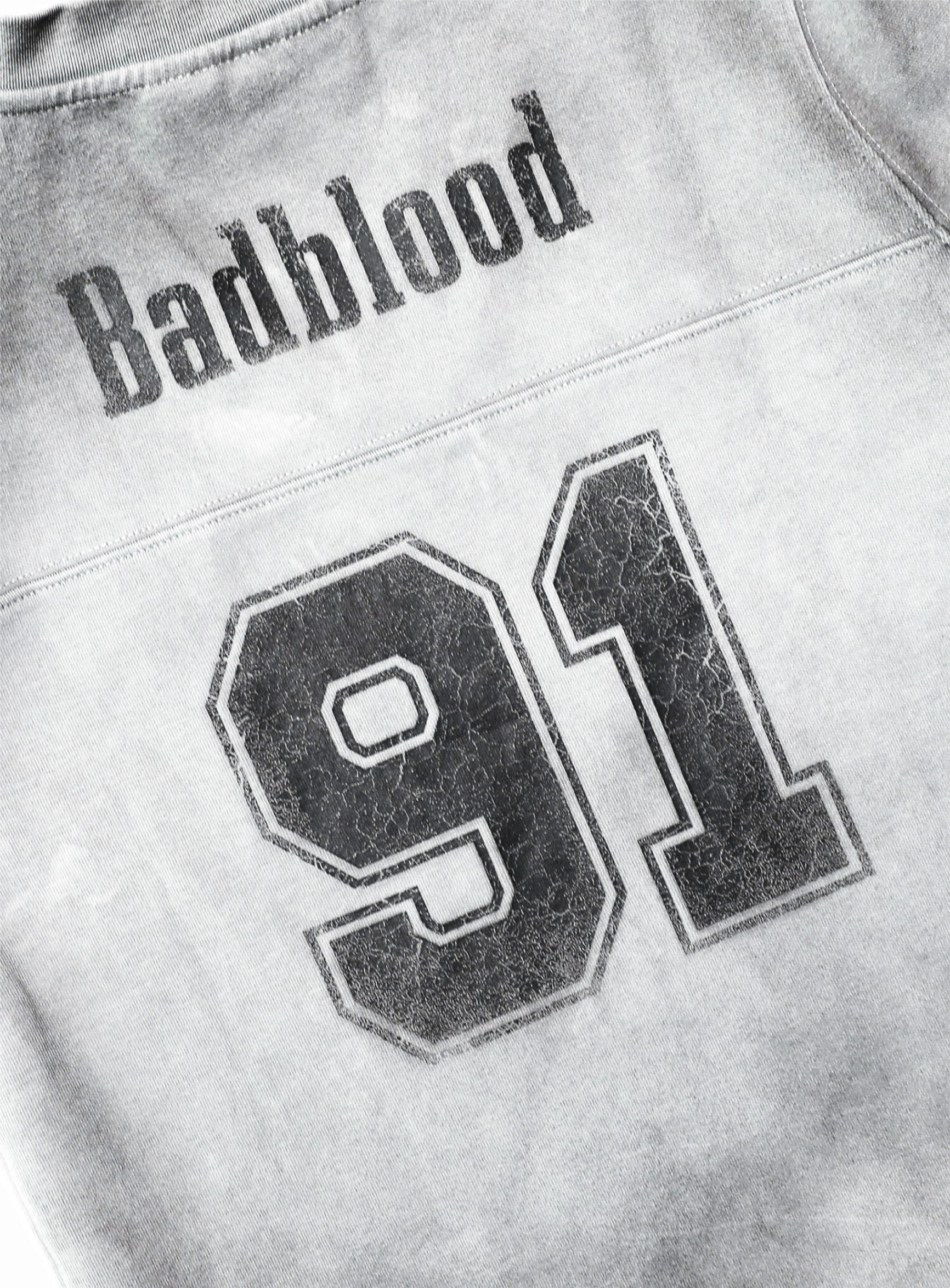 【BADBLOOD】 91 Crack Print V-Neck T-Shirt - White caf7924038f655bb708101ae369700